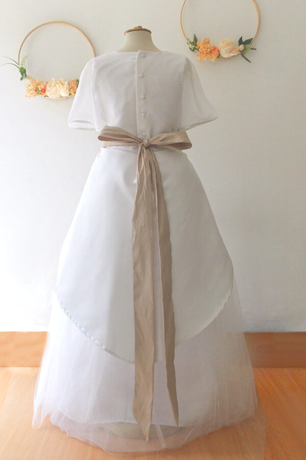 Vestido Comunion ¨Amelia¨ Blanco Detras Connie