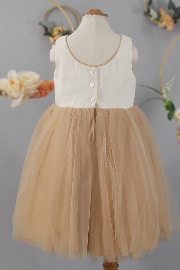 Vestido Press. Flor Khaki Ixchel Detras