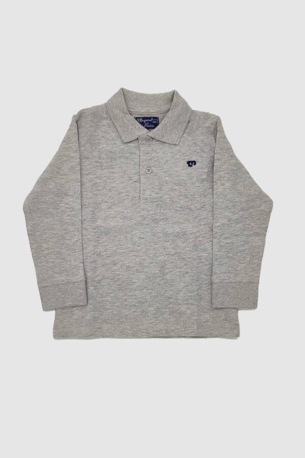 Polo Infantil Nino Liso Frente Gris