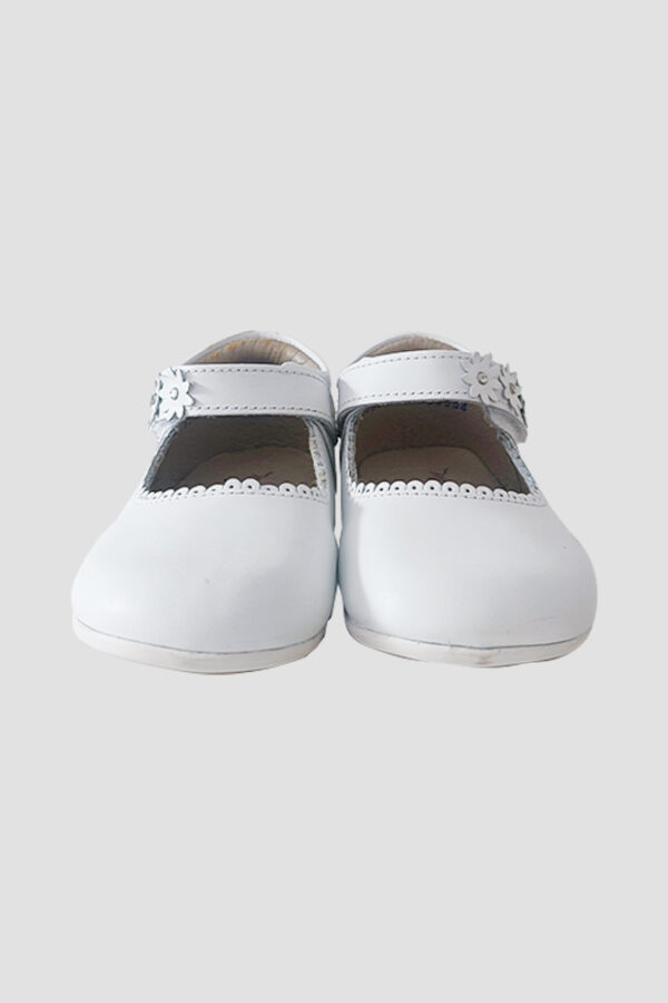 Zapato Infantil MiniBurbujas Flores Frente Blanco