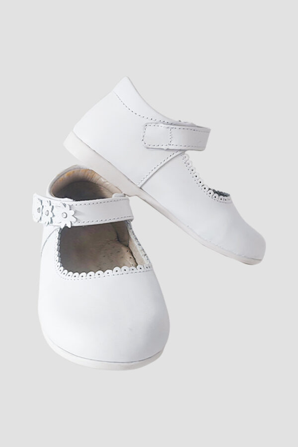 Zapato Infantil MiniBurbujas Flores Par Blanco