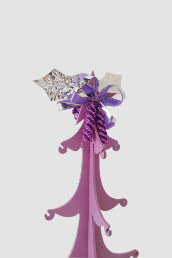 Arbol de Madera Escritorio Navidad Detalle Morado