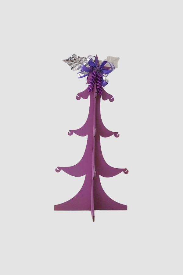 Arbol de Madera Escritorio Navidad Frente Morado