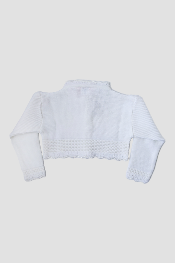 Sueter Infantil Torera Perlas Blanco Detras