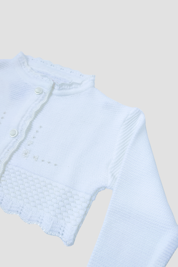 Sueter Infantil Torera Perlas Blanco Perfil