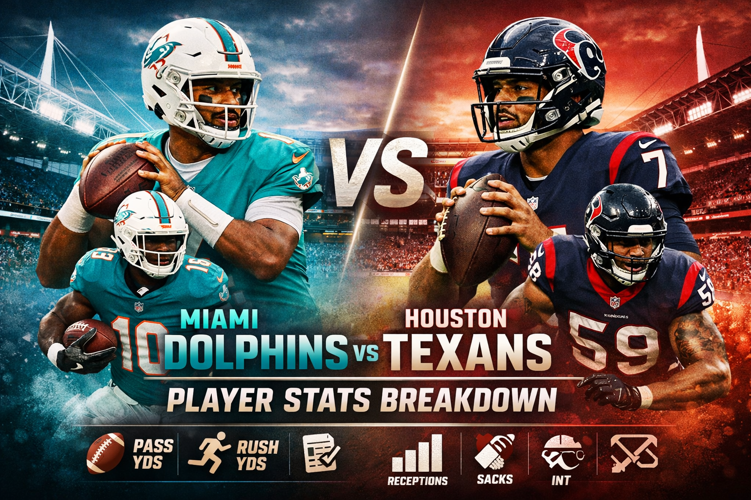 Miami Dolphins vs Texans Match Player Stats Breakdown
