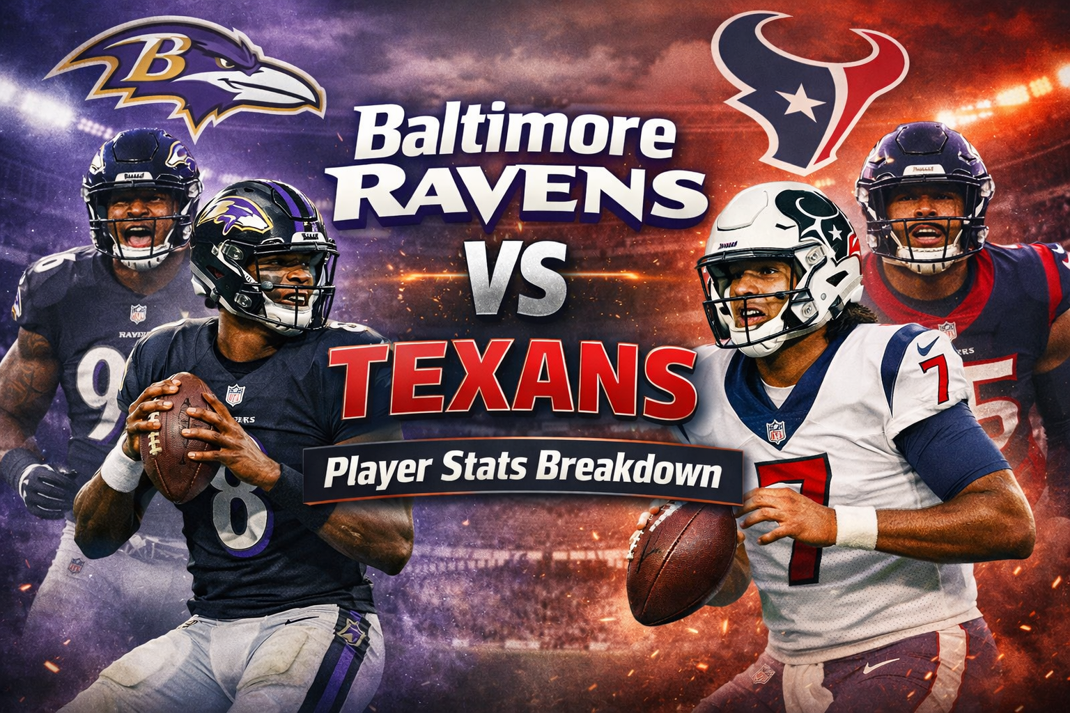Baltimore Ravens vs Texans Match Player Stats Breakdown