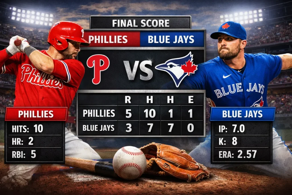 Phillies vs Toronto Blue Jays Match Player Stats