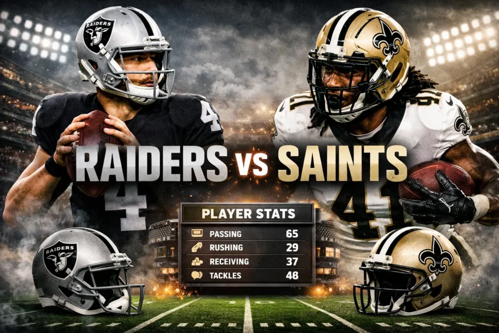 Las Vegas Raiders vs New Orleans Saints Match Player Stats