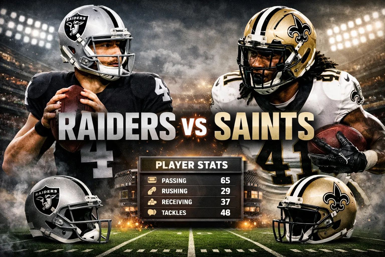 Las Vegas Raiders vs New Orleans Saints Match Player Stats