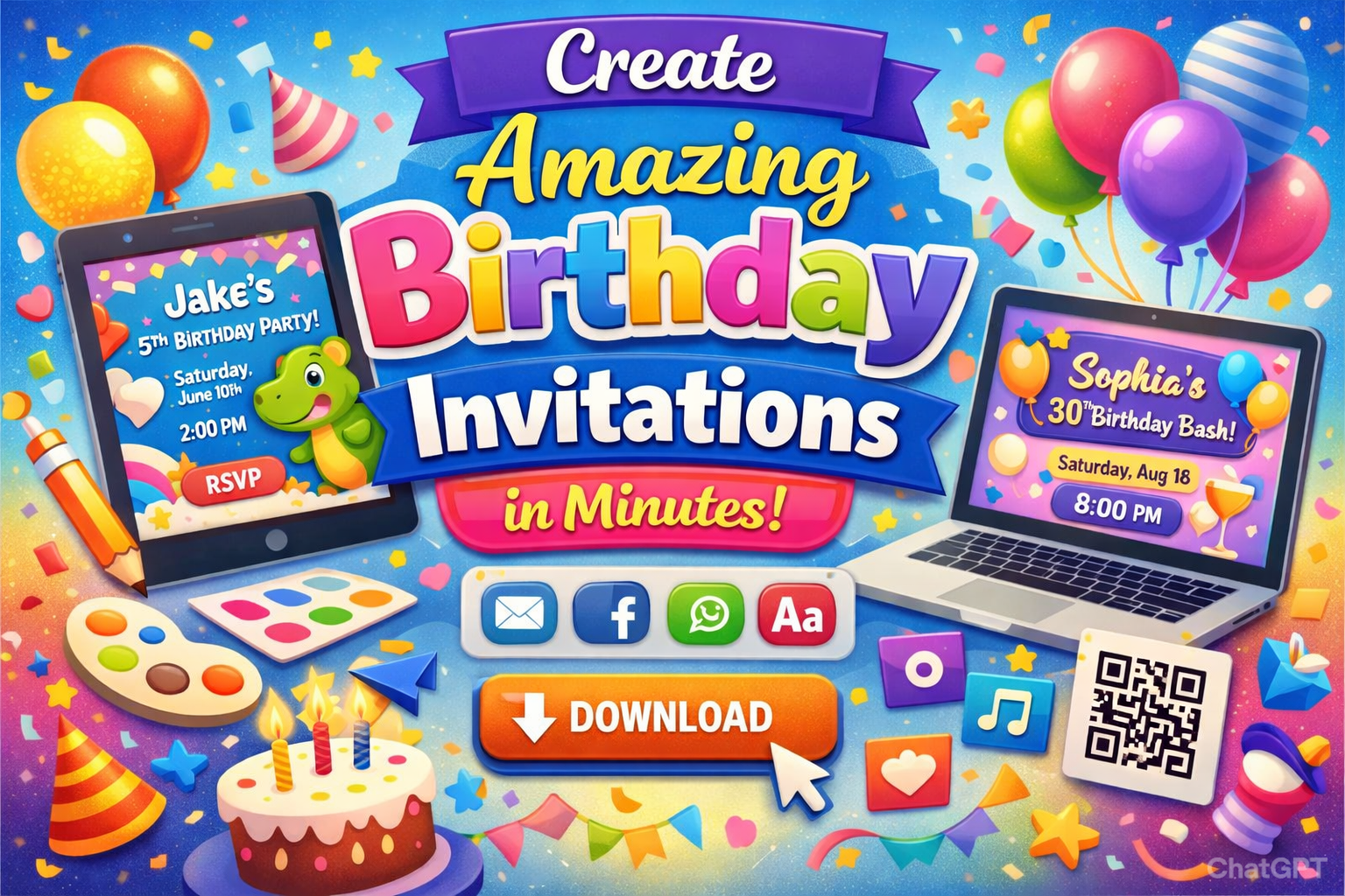 Free Birthday Invitation Maker for Quick and Easy Party Cards